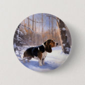 Basset Hound Laat Het Sneeuw Kerstmis Ronde Button 5,7 Cm (Voorkant)