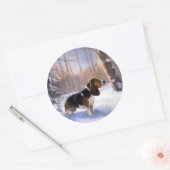 Basset Hound Laat Het Sneeuw Kerstmis Ronde Sticker (Envelop)