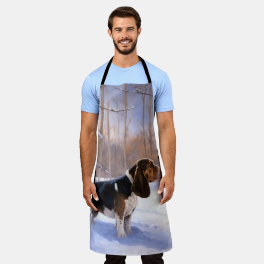 Basset Hound Laat Het Sneeuw Kerstmis Schort (Gedragen)