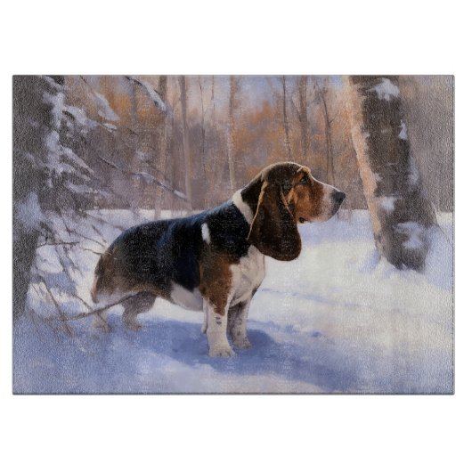 Basset Hound Laat Het Sneeuw Kerstmis Snijplank (Voorkant)