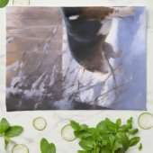 Basset Hound Laat Het Sneeuw Kerstmis Theedoek (Gevouwen)