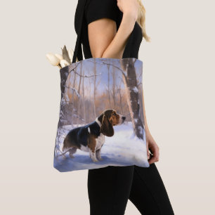 Basset Hound Laat Het Sneeuw Kerstmis Tote Bag