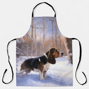 Basset Hound Laat het Sneeuwen Kerstmis Schort