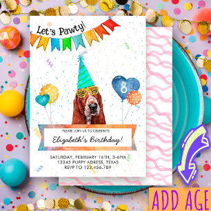 Basset Hound laat Pawty Dog Birthday party Kaart