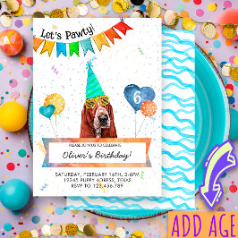 Basset Hound Laat Pawty Hond Verjaardagsfeestje Kaart