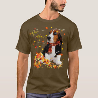 Basset Hound Leaf Herfst Hallo herfst Hondenliefhe T-shirt