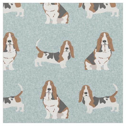 Basset Hound lichtblauw Stof (Close Up)