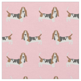 Basset Hound lichtroze Stof
