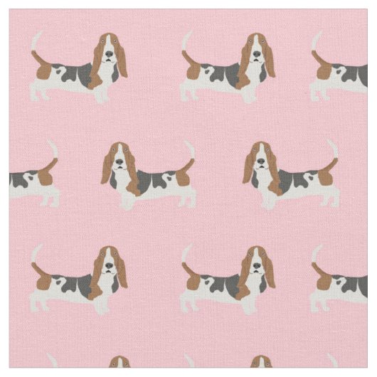 Basset Hound lichtroze Stof (Close Up)