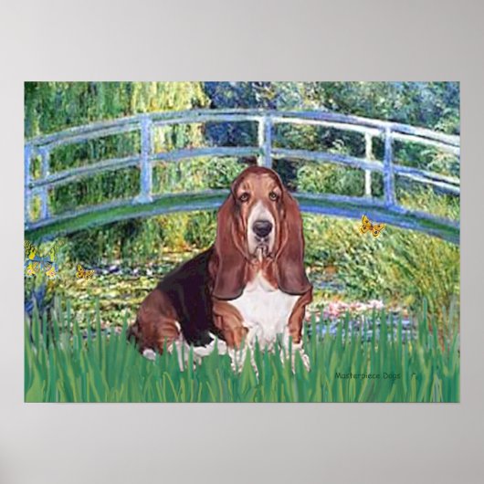 Basset Hound - Lily Pond Bridge Poster (Voorkant)