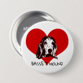 Basset Hound Love Ronde Button 7,6 Cm (Voorkant /achterkant)