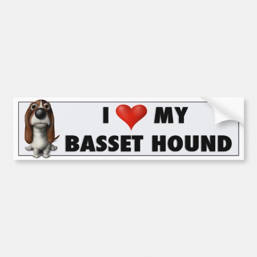 Basset Hound Love Sticker BH1 (Voorkant)