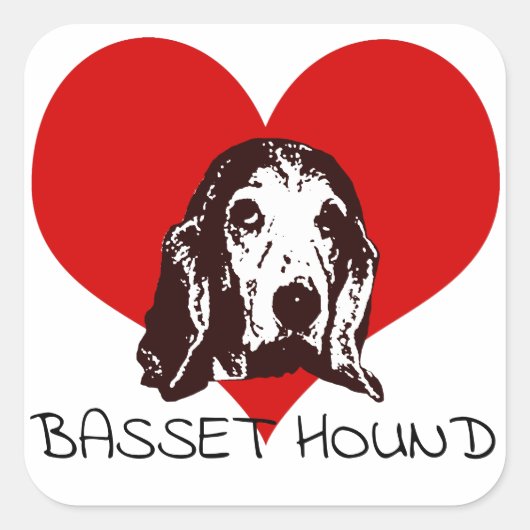Basset Hound Love Vierkante Sticker (Voorkant)