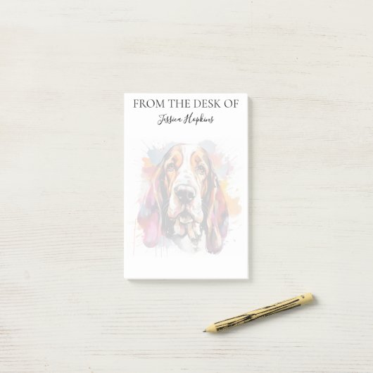 Basset Hound Lover Monogrammed Dog Post-it® Notes (Op bureau)