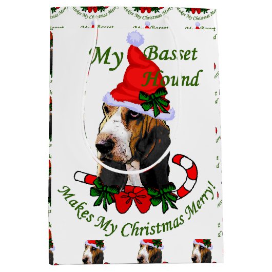 Basset Hound Lovers Kerstmis Medium Cadeauzakje (Voorkant)