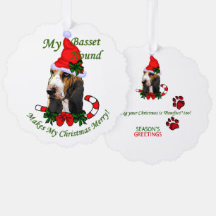 Basset Hound Lovers Kerstmis Ornament Kaart