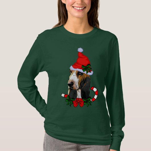Basset Hound Lovers Kerstmis T-shirt (Voorkant)