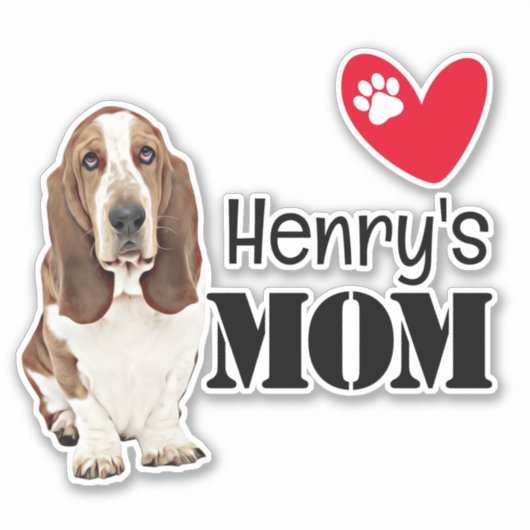 Basset Hound Mam Persoonlijke Sticker (Voorkant)