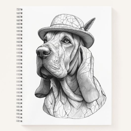 Basset Hound Marble Statue Antique Style Notebook Notitieboek (Voorkant)
