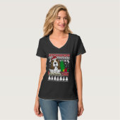 Basset Hound Merry Christmas Tree Dog Xmas Snow Sa T-shirt (Voorkant volledig)