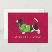 Basset Hound Merry-kerstontwerp Feestdagenkaart (Voorkant / Achterkant)