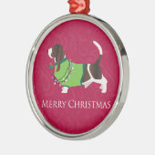 Basset Hound Merry-kerstontwerp Metalen Ornament (Links)