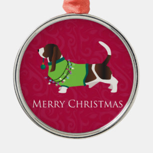 Basset Hound Merry-kerstontwerp Metalen Ornament