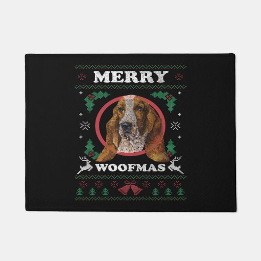 Basset Hound Merry Woofmas Christmas Dog Gift Deurmat (Voorkant)
