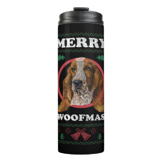 Basset Hound Merry Woofmas Christmas Dog Gift Thermosbeker