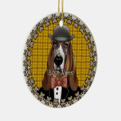 Basset Hound met bril Keramisch Ornament (Rechts)