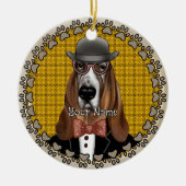 Basset Hound met bril Keramisch Ornament (Voorkant)