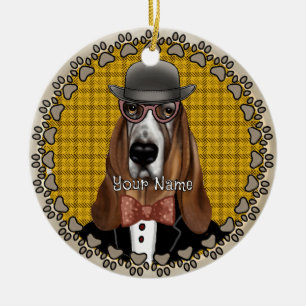 Basset Hound met bril Keramisch Ornament