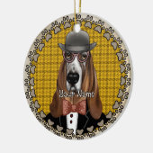Basset Hound met bril Keramisch Ornament (Links)