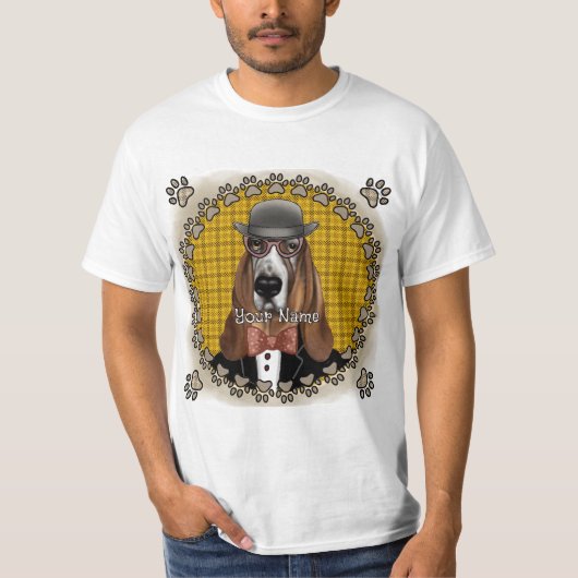 Basset Hound met bril T-shirt (Voorkant)