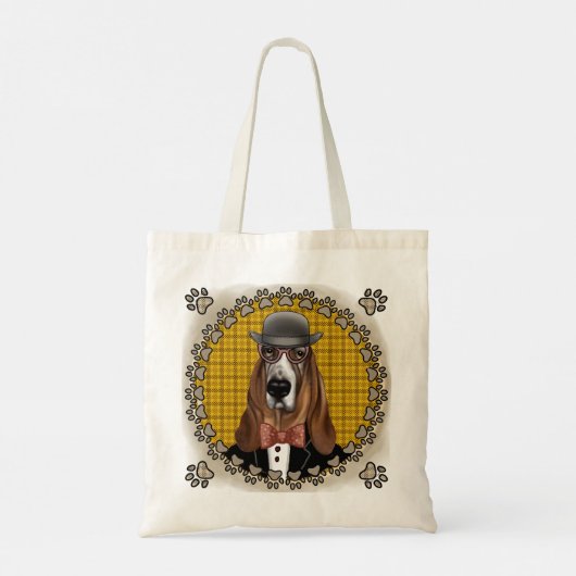 Basset Hound met bril Tote Bag (Achterkant)