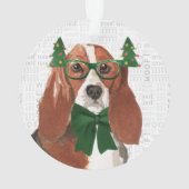 Basset Hound met de naam van Dog en de kerstfoto v Ornament (achterkant)