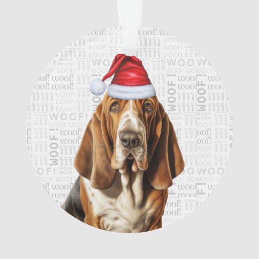 Basset Hound met de naam van Dog en de kerstfoto v Ornament (achterkant)