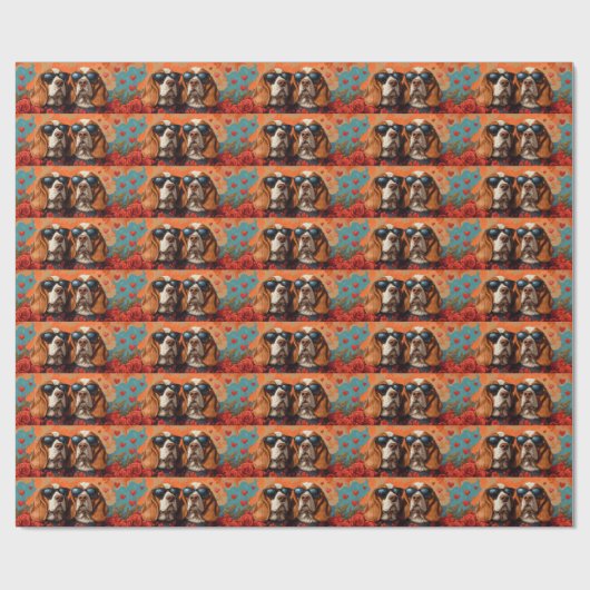 Basset Hound Met Hart Rozen Valentijnsdag Cadeaupapier (Vlak)