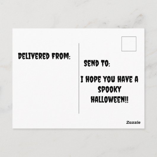 Basset hound met heksen pet en pompoen briefkaart (Achterkant)