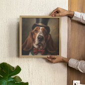 Basset Hound met hoed en rode vlinderdas Poster