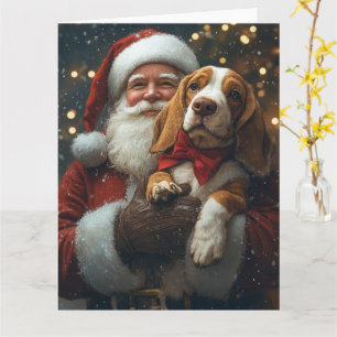 Basset Hound met Kerstman Feestelijke Kerst Kaart