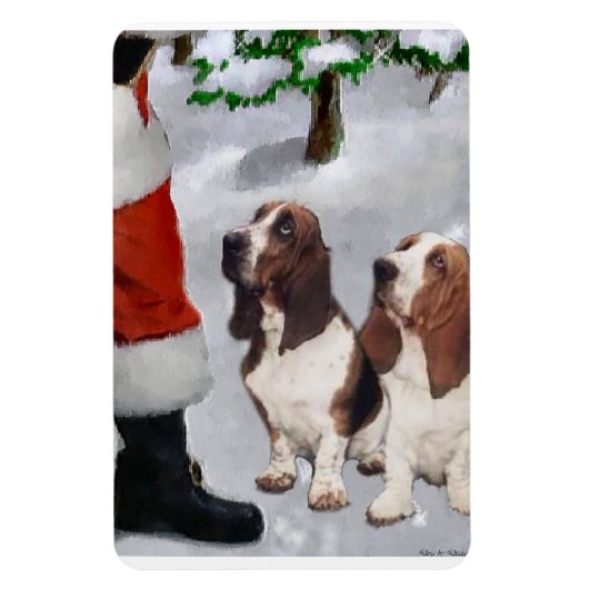 Basset Hound Met Kerstmis Magneet (Verticaal)