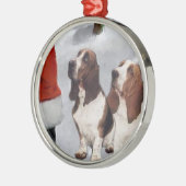 Basset Hound Met Kerstmis Metalen Ornament (Links)
