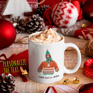 Basset Hound met lelijke trui Kerst hondliefhebber Koffiemok