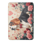 Basset Hound met Rozen - Valentijnsdag  Badmat (Voorkant Verticaal)