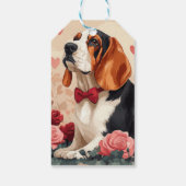 Basset Hound met Rozen - Valentijnsdag Cadeaulabel (Achterkant)