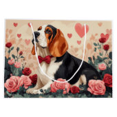 Basset Hound met Rozen - Valentijnsdag Groot Cadeauzakje (Achterkant)