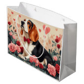 Basset Hound met Rozen - Valentijnsdag Groot Cadeauzakje (Achterkant Gekanteld)