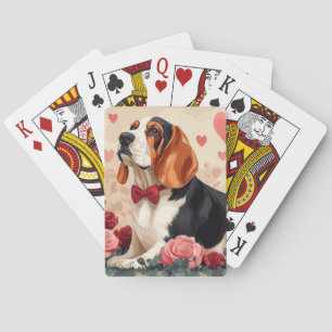 Basset Hound met Rozen - Valentijnsdag Pokerkaarten