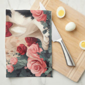 Basset Hound met Rozen - Valentijnsdag Theedoek (Quarter Fold)